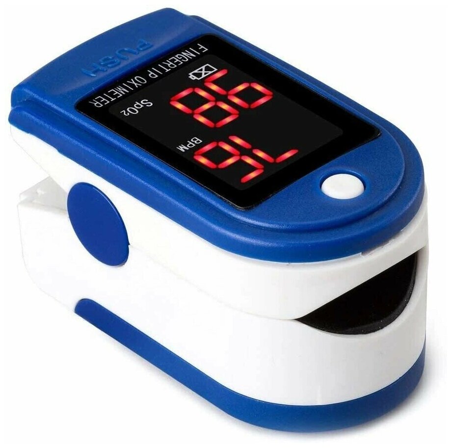 Пульсоксиметр на палец для измерения кислорода в крови / Pulse Oximeter + Батарейки в подарок