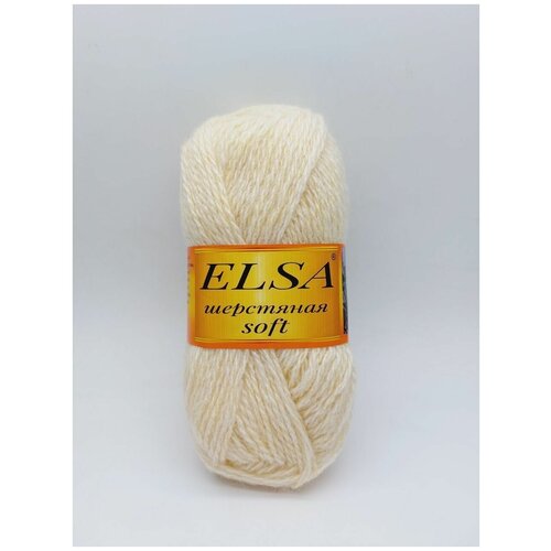 Пряжа для вязания Elsa шерстяная soft (Эльза софт), 1 моток, Цвет: Шампанское, 70% шерсть, 30% акрил, 100 г 250 м