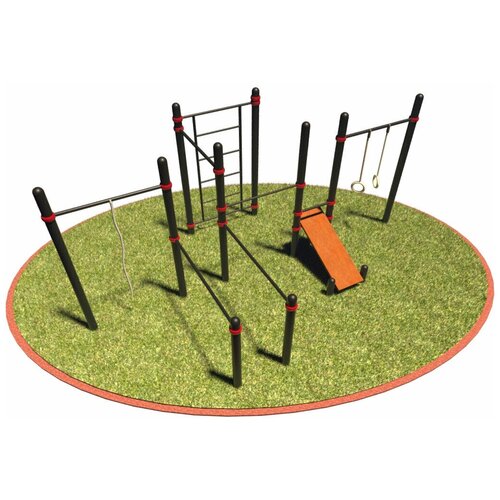 Комплект уличный: Турники, стенка, скамья, кольца, канат T-033