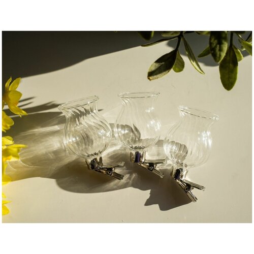 фото Набор вазочек на клипсе беата, стекло, прозрачный, 3 шт., 6х5 см edelman