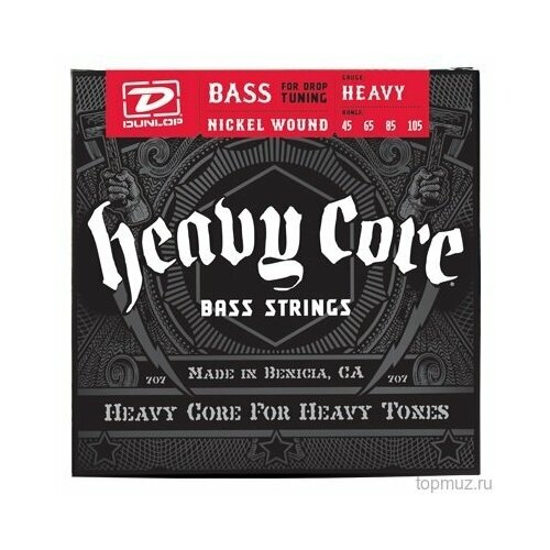 фото Струны 4-струнной для бас-гитары dunlop dbhcn heavy core bass nps heavy 45-105