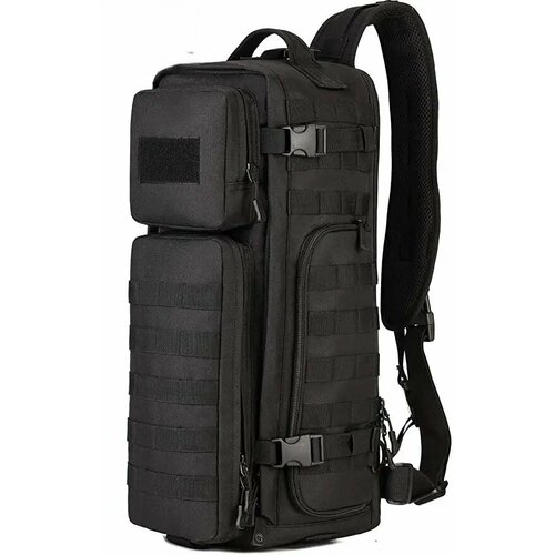 фото Рюкзак шторм однолямочный через плечо тактический городской 20 литров черный