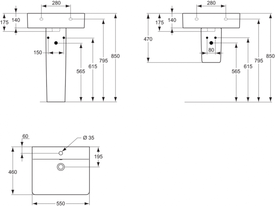 Раковина подвесная Ideal Standard CONNECT 55х46х17.5 керамика, цвет Белый (E784401) - фотография № 16