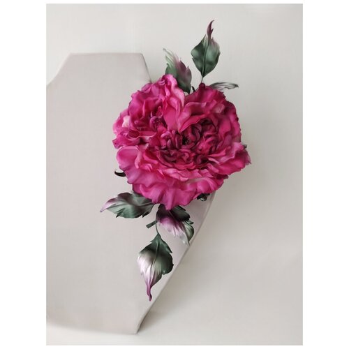 Брошь цветок из шёлка роза 