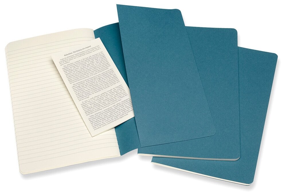 Блокнот Moleskine CAHIER JOURNAL CH016B44 Large, 130х210 мм, обложка картон, 80 страниц, линейка, голубой (3 штуки)