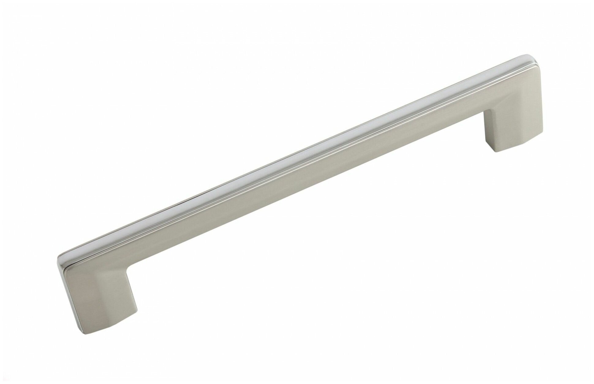 Ручка мебельная ARCADA, длина - 181 мм, установочный размер - 160 мм, цвет - Атласный сатиновый никель/Хром, материал-цинк-алюминий, RS285BSN/CP - фотография № 1
