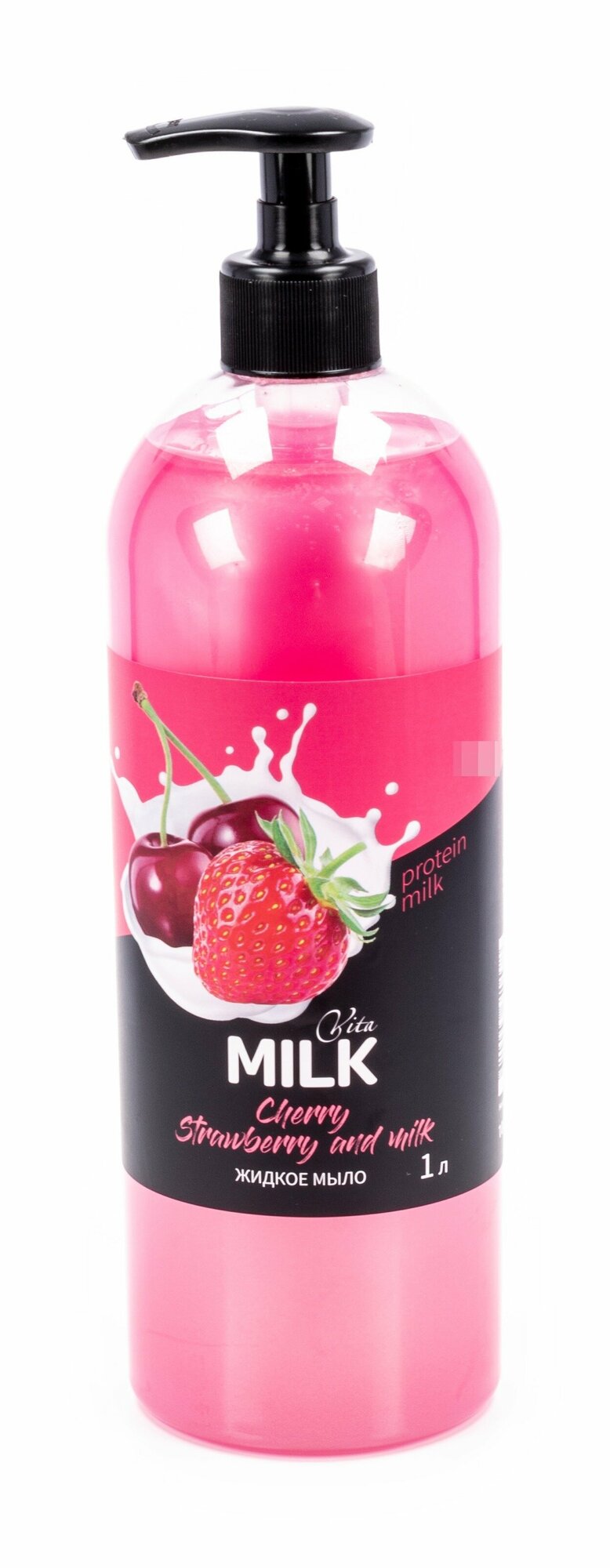 Vitamilk / Витамилк Жидкое крем-мыло увлажняющее Клубника и молоко для рук и тела 1000мл