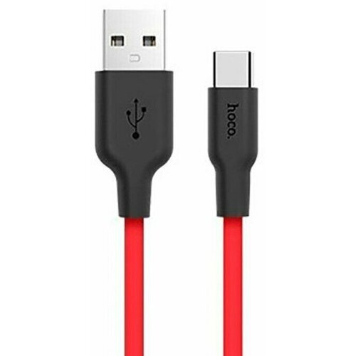 Кабель USB - Type-C Hoco X21 Silicone (100 см) (черный/красный), 1 шт. кабель hoco x21 plus usb microusb 1 м 1 шт черный красный