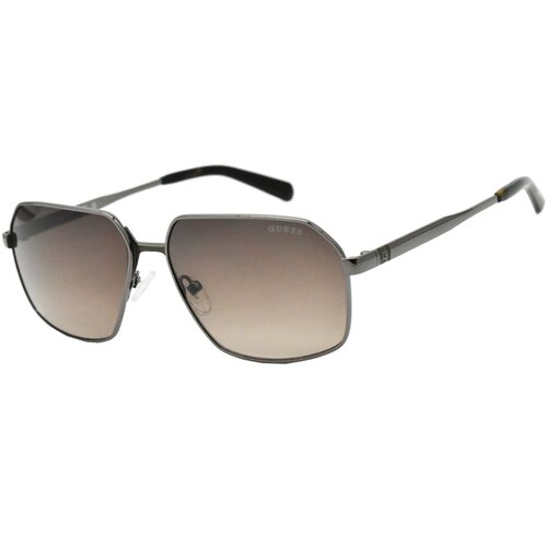 Солнцезащитные очки GUESS, прямоугольные, оправа: металл, с защитой от УФ, градиентные, для мужчин, серый