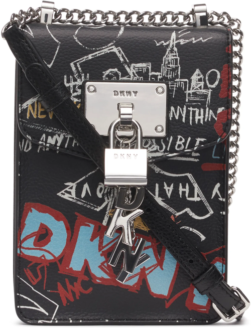 Сумка DKNY черная в граффити кросс-боди