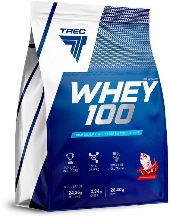 Trec Nutrition Whey 100, 2270 г, вкус: клубника