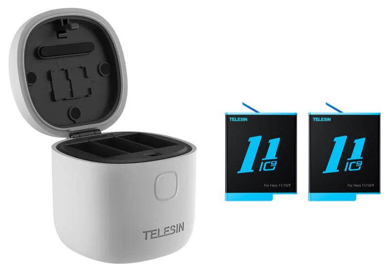 Набор: зарядное устройство Telesin Allin Box на 3 акб + 2 аккумулятора GoPro 9/10/11 Black