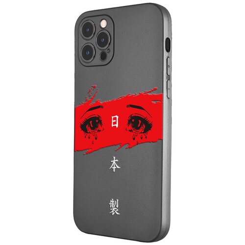 Силиконовый чехол с защитой камеры Mcover на Apple iPhone 12 Pro с рисунком Красно-белые глаза / аниме противоударный чехол с защитой камеры mcover на apple iphone 13 pro с рисунком глаза аниме