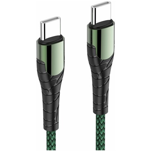 Кабель LDNIO LC102/ USB PD: Type-C--Type-C/ 2m/ 60W/ медь: 176 жил/ Нейлоновая оплетка/ зеленый кабель ldnio lc112 usb pd type c lightning 2m 30w медь 176 жил нейлоновая оплетка серый