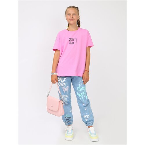 KRUTTO Футболка/для девочки/стильная/фуфайка/детская/цветная/розовая (р. 146)