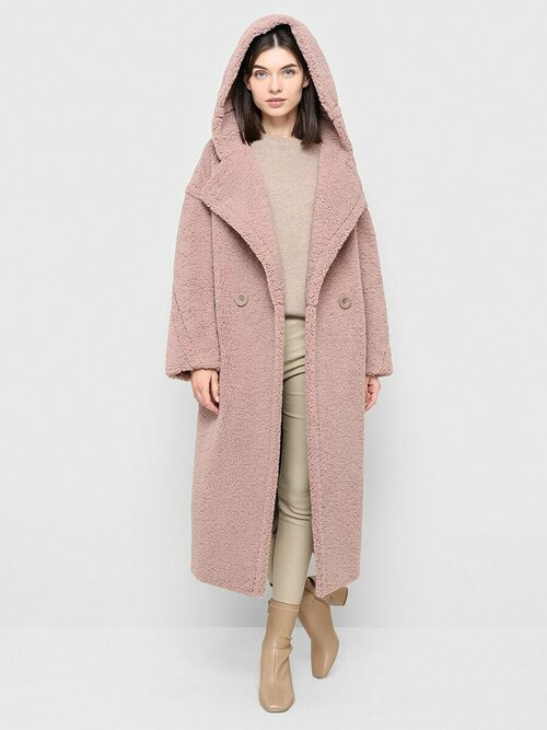 Пальто ALEF, искусственный мех, средней длины, силуэт свободный, карманы, размер 40, розовый