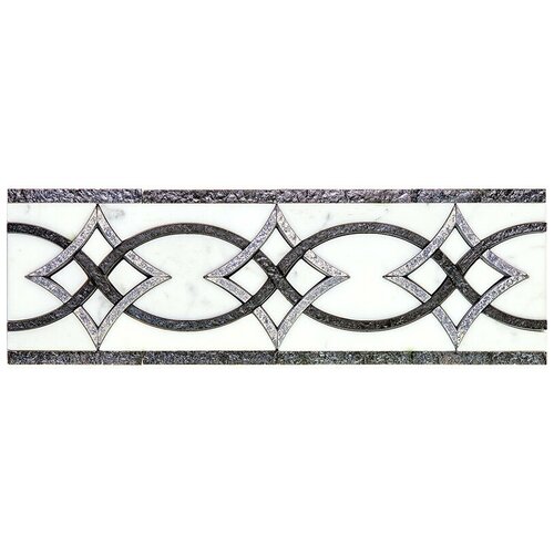 Итальянская мозаика Бордюр мрамор Skalini VN-6 серебряный белый молдинг