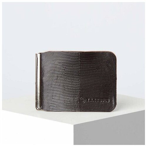 фото Зажим для купюр, с металлическим зажимом, игуана, цвет коричневый textura