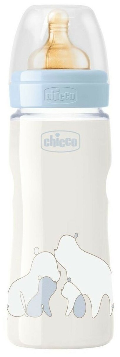 Бутылочка для кормления Chicco Original Touch Boy 4мес, латексная соска, РР, 330мл./бутылка для кормления/для путешествий/бутылочка детская с соской/детская бутылка/для новорожденных/ бутылка для воды детская/подарок на выписку