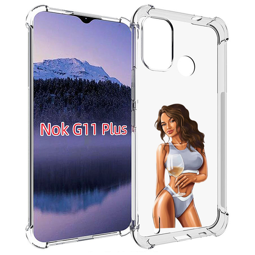 Чехол MyPads девушка-в-сером-купальнике- женский для Nokia G11 Plus задняя-панель-накладка-бампер
