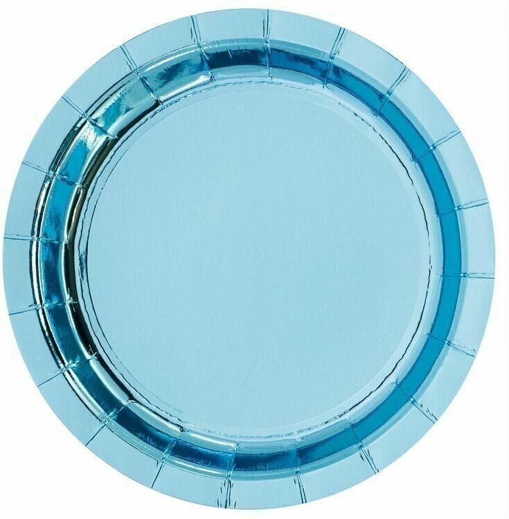 Одноразовая посуда для праздника Весёлая затея Тарелка фольг голубая 17см 6шт - фотография № 1
