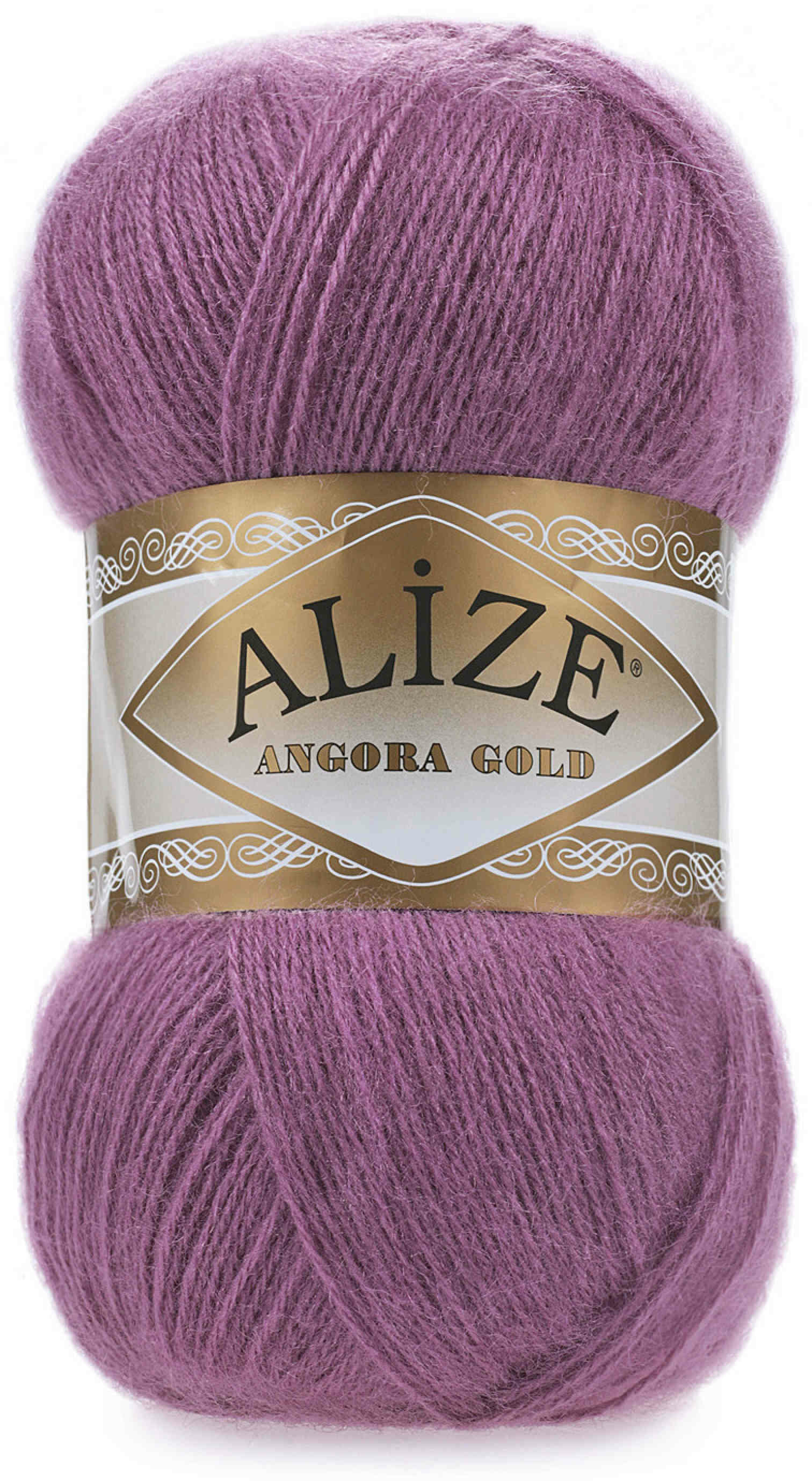 Пряжа Alize Angora Gold тёмная сухая роза (440), 80%акрил/20%шерсть, 550м, 100г, 3шт