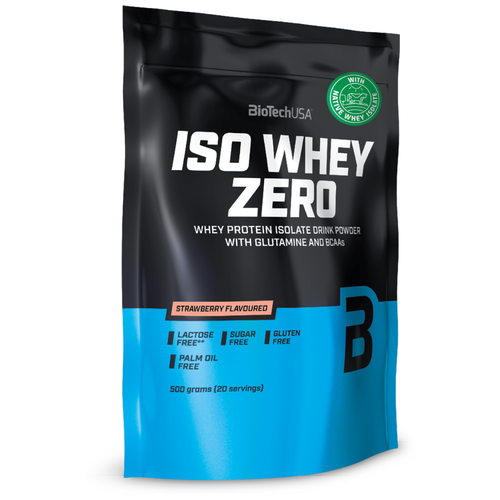 Протеин BioTechUSA Iso Whey Zero, 500 гр., клубника протеин biotechusa iso whey zero 500 гр печенье крем