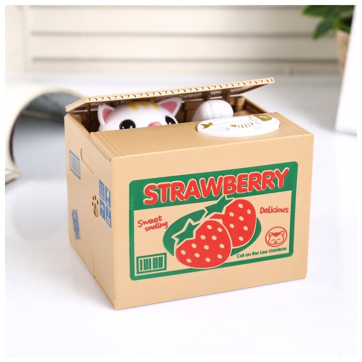 фото Копилка пластик "Киска прячет монетки" микс 10х9х10 см 449390