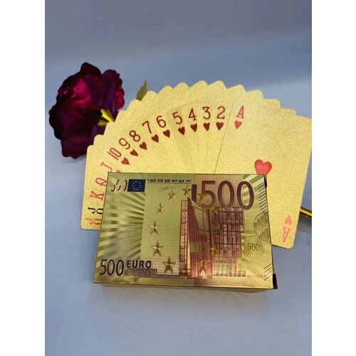 Карты игральные 500 евро пластиковые золотые, 54 шт. карты игральные waddingtons of london 1 золотые шоколад кэт 12 для геймера 60г набор