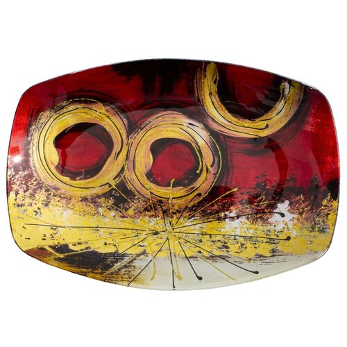 SIJ Блюдо декоративное АРТ, 33.5х23.5 см, красный/желтый