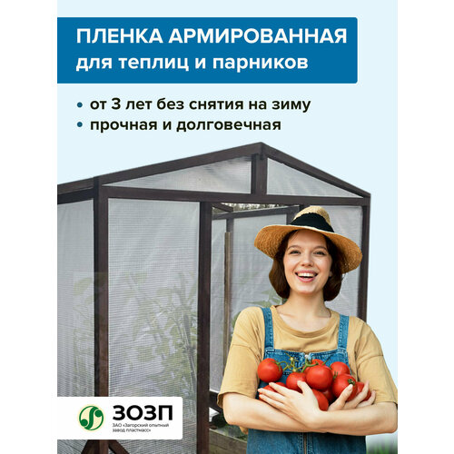 Пленка армированная 140 гр/кв. м, 3х17 м, для теплиц и парников, навесов, строительства, гидроизоляции