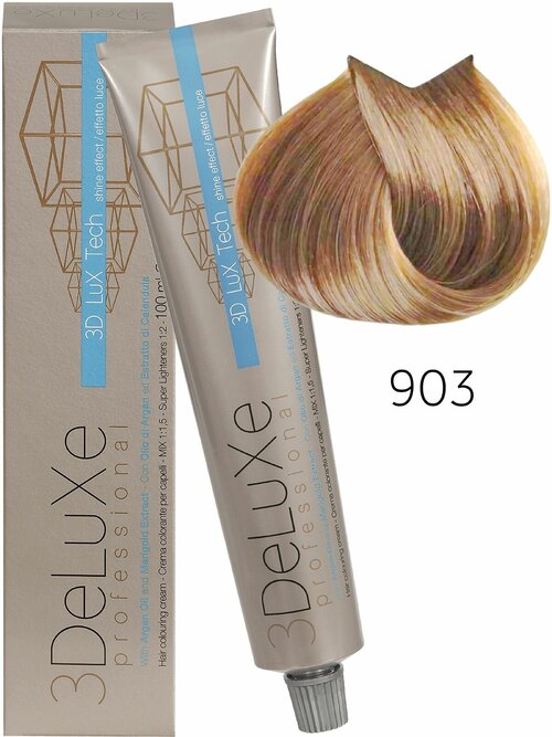 3Deluxe крем-краска для волос 3D Lux Tech Super Lighteners Neutral, 903 очень светлый золотистый блондин/сильный осветлитель,