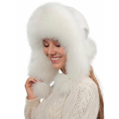 фото Шапка ушанка зимняя, подкладка, утепленная, размер 54-57, белый город шапок