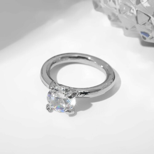 Кольцо ТероПром, стекло, размер 18, белый кольцо теропром стекло размер 18 фиолетовый