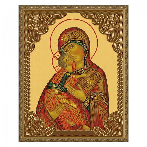 Картина 5D мозаика с нанесенной рамкой Molly арт. KM0794 Владимирская Божия Матерь (11 цветов) 40х50 см