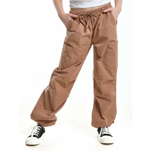 фото Брюки mini maxi, размер 152, коричневый