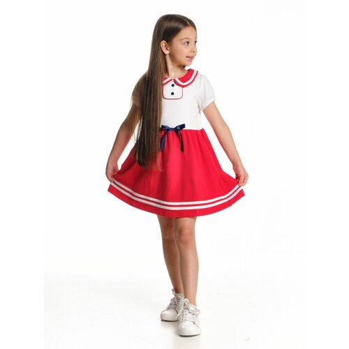 Платье Mini Maxi, размер 110, белый, красный школьный фартук mini maxi размер 110 красный белый