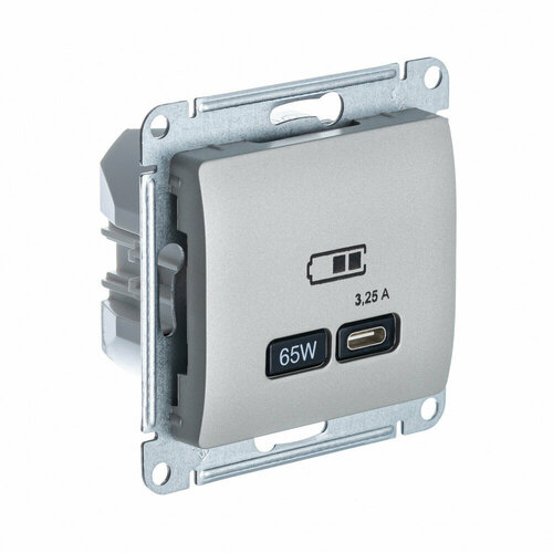 Glossa платина USB розетка тип-C 65W высокоскоростная зарядка QC, PD, механизм GSL001227 (5 шт.)