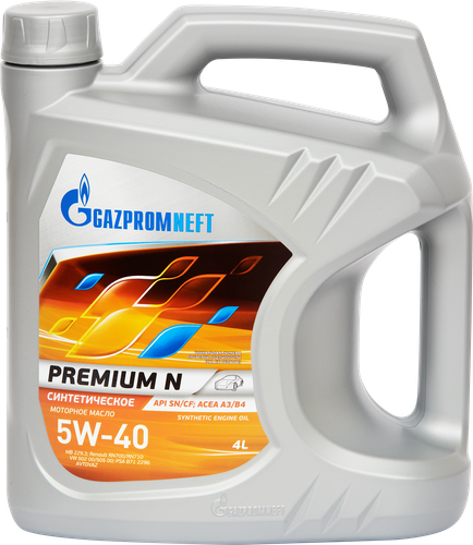 Масло моторное GAZPROMNEFT Premium N 5W-40 API SN/CF синтетическое, 4л