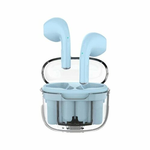 Наушники беспроводные Pro13 TWS вкладыши BT 50 30180 мАч прозрачные голубые 1420₽