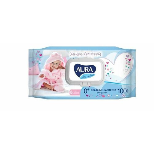 Влажные салфетки аура для детей Ultra Comfort с крышкой 200шт х уп 15уп 3221₽
