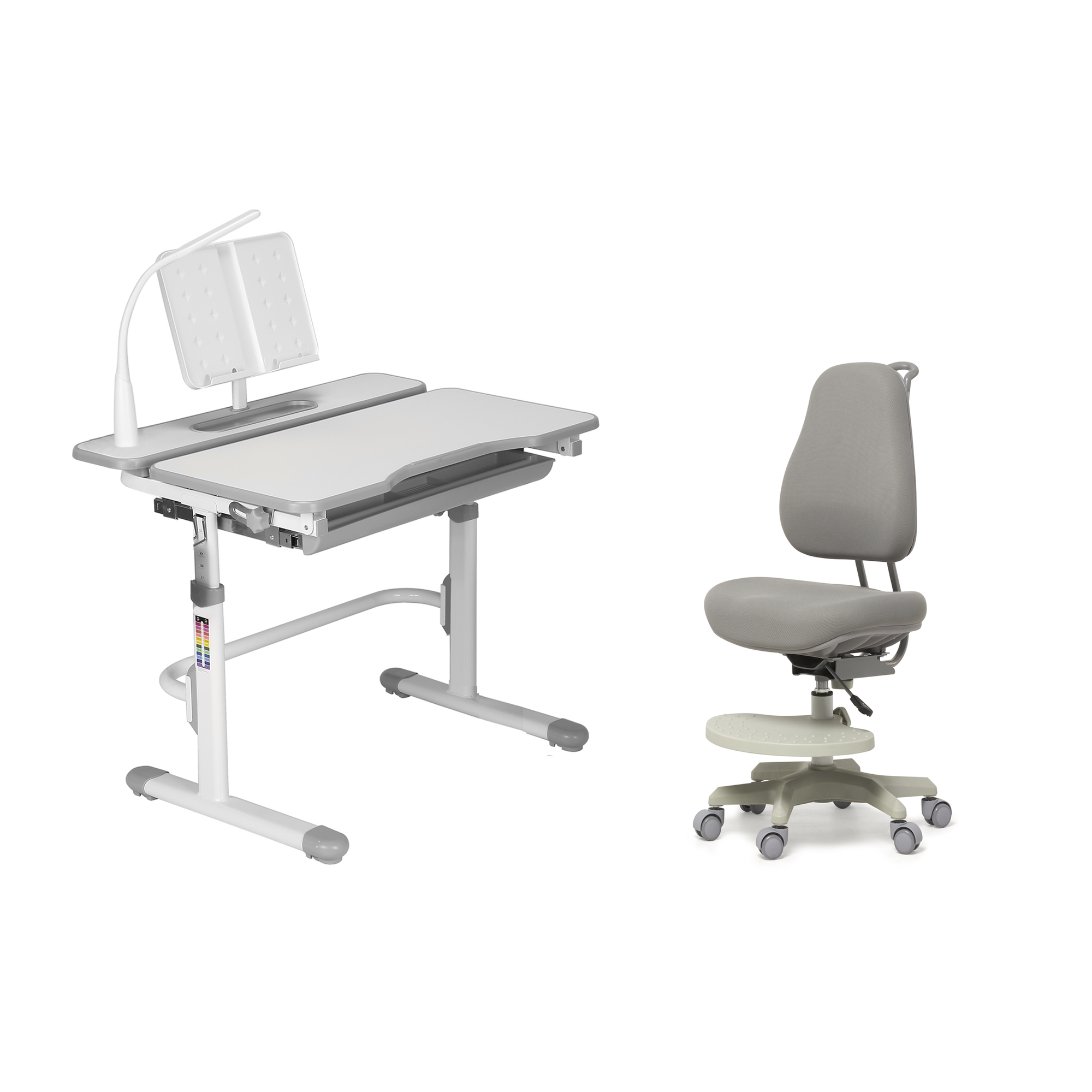 Комплект парта/стул FUNDESK Freesia/Paeonia, серый, регулировка по высоте