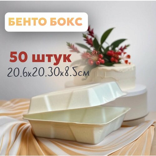 Ланч бокс для еды, бенто торта 206х203х85мм, 50 штук