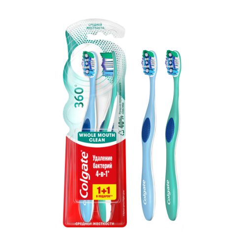 Набор из 3 штук Зубная щетка 360 Colgate Суперчистота средняя 1+1