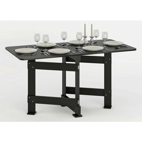 Стол книжка узкий 10 см со скругленными углами МагМебель №9 черный