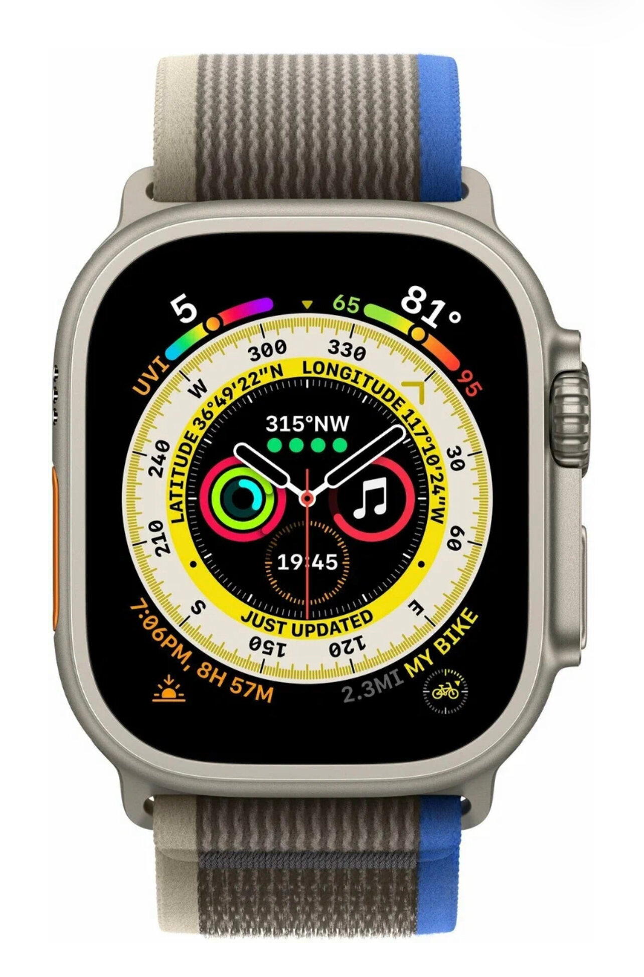 Нейлоновый тканевый ремешок "Trail Loop" для Apple Watch Series 1-8 и Ultra - 42/44/45/49 мм (эпл вотч), синий серый