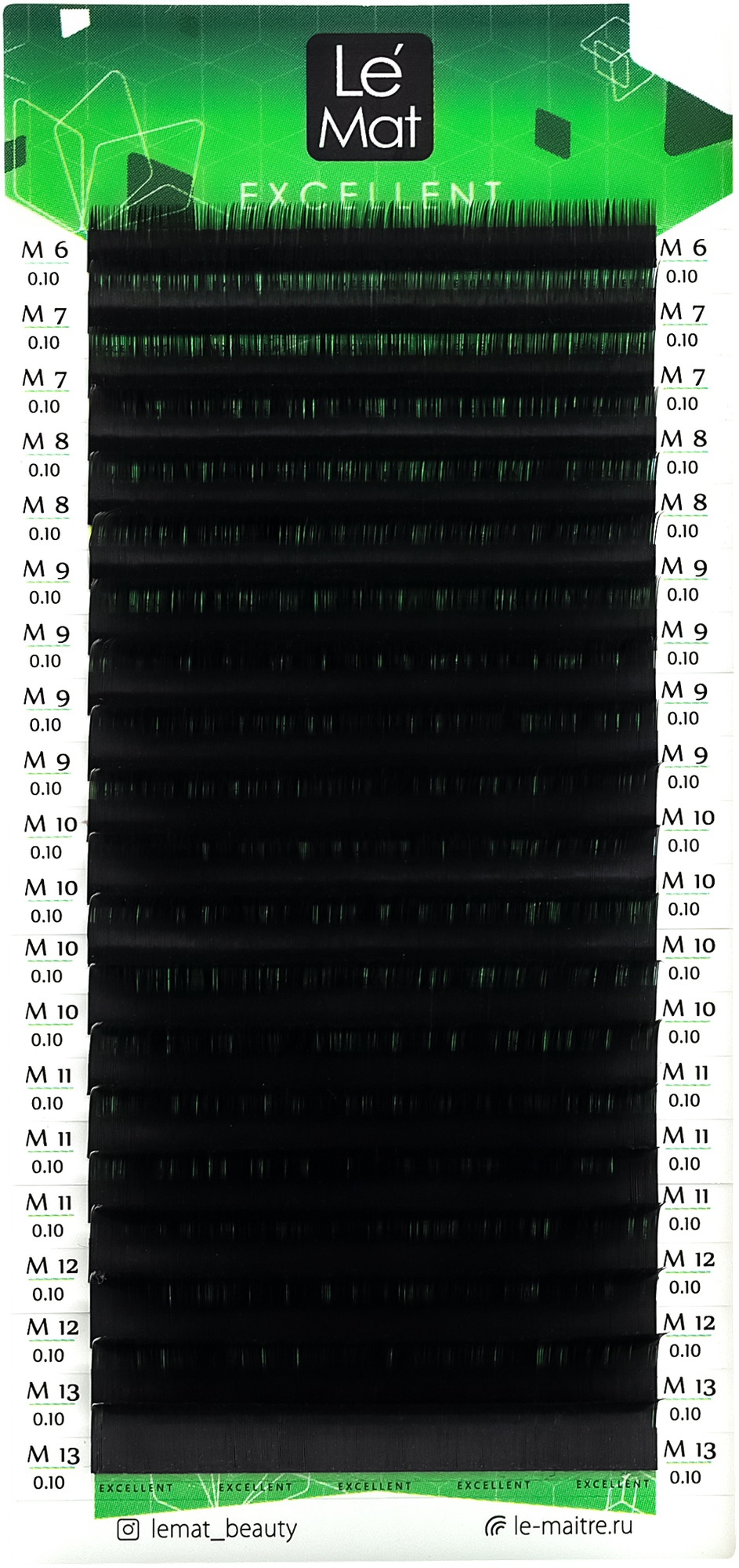Ресницы черные Le Mat 'Excellent' mix M 0.10 6-13 mm (20 линий)