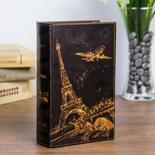 Сейф-книга дерево Ночной Париж в золоте кожзам 17х11х5 см 1159₽