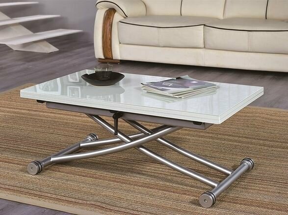 фото Стол трансформер Терминал B2219S-8 со стеклом меламин белый