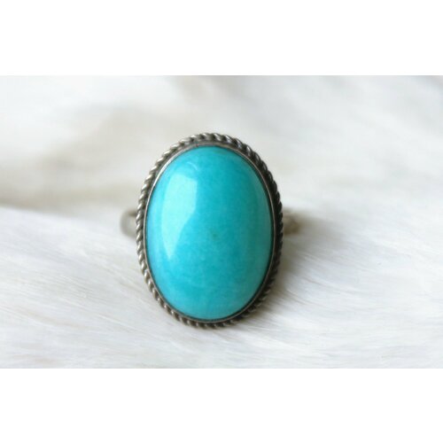 Кольцо, размер 17.5, голубой серьги с амазонитом перуанским